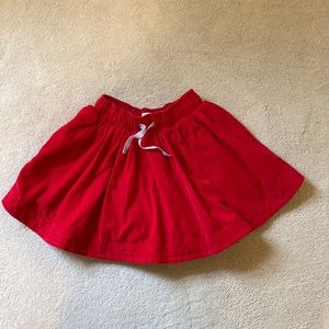 Mini Boden 7-8 red lines corduroy skirt with drawstring and pockets